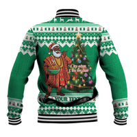 Personalized Nigeria Christmas Baseball Jacket Black Santa With Jollof Rice - Wonder Print Shop