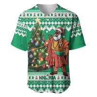 Personalized Nigeria Christmas Baseball Jersey Black Santa With Jollof Rice - Wonder Print Shop