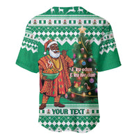 Personalized Nigeria Christmas Baseball Jersey Black Santa With Jollof Rice - Wonder Print Shop