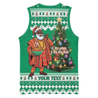 Personalized Nigeria Christmas Basketball Jersey Black Santa With Jollof Rice - Wonder Print Shop