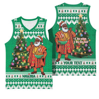Personalized Nigeria Christmas Basketball Jersey Black Santa With Jollof Rice - Wonder Print Shop