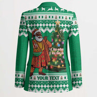 Personalized Nigeria Christmas Blazer Black Santa With Jollof Rice - Wonder Print Shop