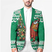 Personalized Nigeria Christmas Blazer Black Santa With Jollof Rice - Wonder Print Shop