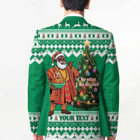 Personalized Nigeria Christmas Blazer Black Santa With Jollof Rice - Wonder Print Shop