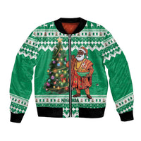 Personalized Nigeria Christmas Bomber Jacket Black Santa With Jollof Rice - Wonder Print Shop