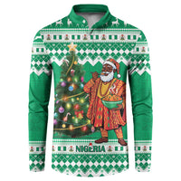 Personalized Nigeria Christmas Button Sweatshirt Black Santa With Jollof Rice - Wonder Print Shop