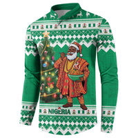 Personalized Nigeria Christmas Button Sweatshirt Black Santa With Jollof Rice - Wonder Print Shop