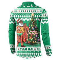 Personalized Nigeria Christmas Button Sweatshirt Black Santa With Jollof Rice - Wonder Print Shop