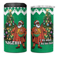Nigeria Christmas 4 in 1 Can Cooler Tumbler Black Santa With Jollof Rice - Wonder Print Shop