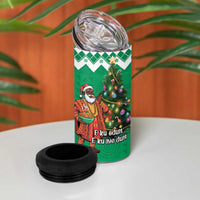 Nigeria Christmas 4 in 1 Can Cooler Tumbler Black Santa With Jollof Rice - Wonder Print Shop
