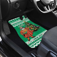 Personalized Nigeria Christmas Car Mats Black Santa With Jollof Rice - Wonder Print Shop
