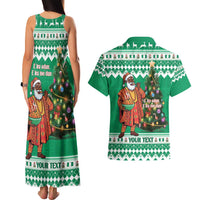 Personalized Nigeria Christmas Couples Matching Tank Maxi Dress and Hawaiian Shirt Black Santa With Jollof Rice - Wonder Print Shop