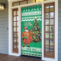 Personalized Nigeria Christmas Door Cover Black Santa With Jollof Rice - Wonder Print Shop