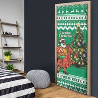 Personalized Nigeria Christmas Door Cover Black Santa With Jollof Rice - Wonder Print Shop