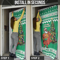 Personalized Nigeria Christmas Door Cover Black Santa With Jollof Rice - Wonder Print Shop