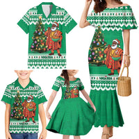 Personalized Nigeria Christmas Family Matching Mermaid Dress and Hawaiian Shirt Black Santa With Jollof Rice - Wonder Print Shop