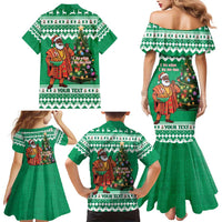 Personalized Nigeria Christmas Family Matching Mermaid Dress and Hawaiian Shirt Black Santa With Jollof Rice - Wonder Print Shop