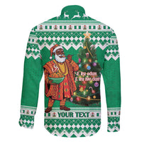 Personalized Nigeria Christmas Family Matching Mermaid Dress and Hawaiian Shirt Black Santa With Jollof Rice - Wonder Print Shop