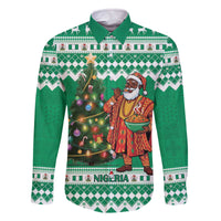 Personalized Nigeria Christmas Family Matching Off The Shoulder Long Sleeve Dress and Hawaiian Shirt Black Santa With Jollof Rice - Wonder Print Shop