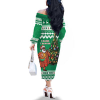 Personalized Nigeria Christmas Family Matching Off The Shoulder Long Sleeve Dress and Hawaiian Shirt Black Santa With Jollof Rice - Wonder Print Shop