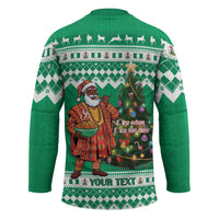 Personalized Nigeria Christmas Hockey Jersey Black Santa With Jollof Rice - Wonder Print Shop