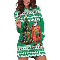 Personalized Nigeria Christmas Hoodie Dress Black Santa With Jollof Rice - Wonder Print Shop