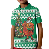 Personalized Nigeria Christmas Kid Polo Shirt Black Santa With Jollof Rice - Wonder Print Shop