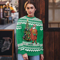 Nigeria Christmas Ugly Christmas Sweater Black Santa With Jollof Rice - Wonder Print Shop