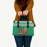 Nigeria Christmas Leather Bag Black Santa With Jollof Rice - Wonder Print Shop