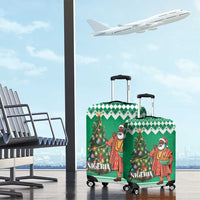 Nigeria Christmas Luggage Cover Black Santa With Jollof Rice - Wonder Print Shop