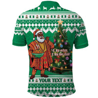 Personalized Nigeria Christmas Polo Shirt Black Santa With Jollof Rice - Wonder Print Shop