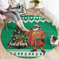 Nigeria Christmas Round Carpet Black Santa With Jollof Rice - Wonder Print Shop