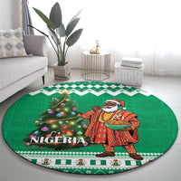 Nigeria Christmas Round Carpet Black Santa With Jollof Rice - Wonder Print Shop