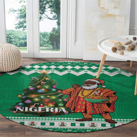 Nigeria Christmas Round Carpet Black Santa With Jollof Rice - Wonder Print Shop