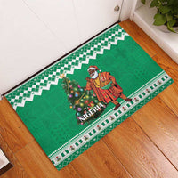 Nigeria Christmas Rubber Doormat Black Santa With Jollof Rice - Wonder Print Shop