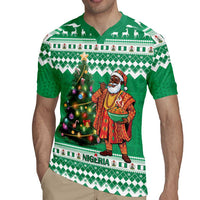 Personalized Nigeria Christmas Rugby Jersey Black Santa With Jollof Rice - Wonder Print Shop