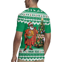 Personalized Nigeria Christmas Rugby Jersey Black Santa With Jollof Rice - Wonder Print Shop