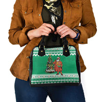 Nigeria Christmas Shoulder Handbag Black Santa With Jollof Rice - Wonder Print Shop