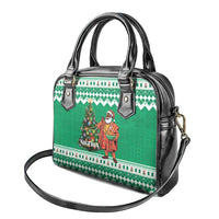 Nigeria Christmas Shoulder Handbag Black Santa With Jollof Rice - Wonder Print Shop