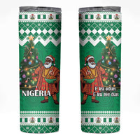 Nigeria Christmas Skinny Tumbler Black Santa With Jollof Rice - Wonder Print Shop