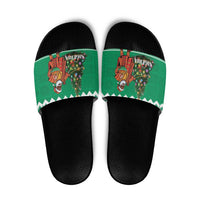 Nigeria Christmas Slide Sandals Black Santa With Jollof Rice - Wonder Print Shop