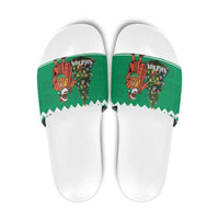 Nigeria Christmas Slide Sandals Black Santa With Jollof Rice - Wonder Print Shop