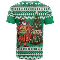 Personalized Nigeria Christmas T Shirt Black Santa With Jollof Rice - Wonder Print Shop