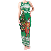 Personalized Nigeria Christmas Tank Maxi Dress Black Santa With Jollof Rice - Wonder Print Shop