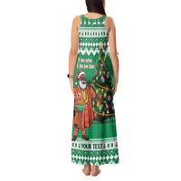 Personalized Nigeria Christmas Tank Maxi Dress Black Santa With Jollof Rice - Wonder Print Shop