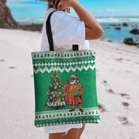 Nigeria Christmas Tote Bag Black Santa With Jollof Rice - Wonder Print Shop