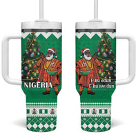 Nigeria Christmas Tumbler With Handle Black Santa With Jollof Rice - Wonder Print Shop