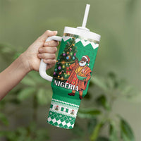 Nigeria Christmas Tumbler With Handle Black Santa With Jollof Rice - Wonder Print Shop