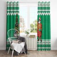 Nigeria Christmas Window Curtain Black Santa With Jollof Rice - Wonder Print Shop