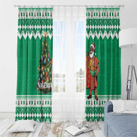 Nigeria Christmas Window Curtain Black Santa With Jollof Rice - Wonder Print Shop